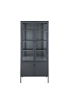 Regał loftowy Brisbane czarny metalowy z szybą do salonu na książki 80x180 cm Intesi ( Rozmiar: uniwersalny )