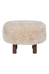 Pufa Inverness okrągła futrzana na drewnianych nogach do salonu i sypialni skandynawska ( Rozmiar: uniwersalny )