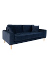 Sofa Lido 3 osobowa welurowa granatowa skandynawska do salonu z podłokietnikami Intesi ( Rozmiar: uniwersalny )
