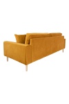 Sofa trzyosobowa Lido Intesi żółta aksamitna na drewnianych nogach do salonu w stylu skandynawskim ( Rozmiar: uniwersalny )