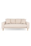 Sofa skandynawska Lido 3 osobowa beżowa z podłokietnikami do salonu Intesi na drewnianych nogach ( Rozmiar: uniwersalny )