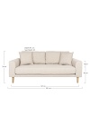 Sofa skandynawska Lido 3 osobowa beżowa z podłokietnikami do salonu Intesi na drewnianych nogach ( Rozmiar: uniwersalny )