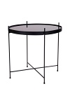 Stolik kawowy okrągły czarny szklany Venezia nowoczesny do salonu Intesi 48 cm ( Rozmiar: uniwersalny )