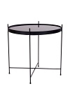 Stolik kawowy okrągły czarny szklany Venezia nowoczesny do salonu Intesi 48 cm ( Rozmiar: uniwersalny )