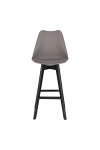 Hoker z oparciem Norden szary nowoczesny drewniany do kuchni i wyspy Intesi 75 cm ( Rozmiar: uniwersalny )