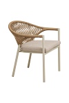Krzesło Abela boho do jadalni i na taras z poduszką piaskowe ( Rozmiar: uniwersalny )