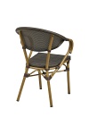 Krzesło Calda boho ciemnobrązowe z podłokietnikami do jadalni i tarasu ( Rozmiar: uniwersalny )