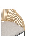 Krzesło Novella boho aluminiowe beżowe z podłokietnikami do jadalni ( Rozmiar: uniwersalny )