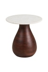 Heide stolik kawowy okrągły marmurowy biały z drewnem mango ( Rozmiar: uniwersalny )
