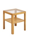Stolik kawowy Lourmarin kwadratowy szklany dębowy skandynawski 40x40 ( Rozmiar: uniwersalny )