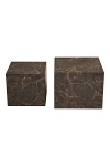 Prague zestaw 2 stolików kawowych kwadratowych marmurowych brązowy ( Rozmiar: uniwersalny )