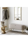 Ławka tapicerowana Harlow bouclé ze schowkiem beżowa do przedpokoju ( Rozmiar: uniwersalny )