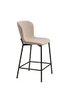 Hoker Maceda bouclé beżowy z oparciem 65 cm do kuchni na wyspę ( Rozmiar: uniwersalny )