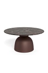 Stolik kawowy Ferrol okrągły marmurowy brązowy 80 cm do salonu ( Rozmiar: uniwersalny )