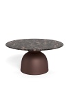 Stolik kawowy Ferrol okrągły marmurowy brązowy 80 cm do salonu ( Rozmiar: uniwersalny )
