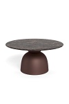 Stolik kawowy Ferrol okrągły marmurowy brązowy 80 cm do salonu ( Rozmiar: uniwersalny )