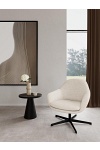 Fotel kubełkowy Claremore bouclé beżowy obrotowy nowoczesny do salonu ( Rozmiar: uniwersalny )
