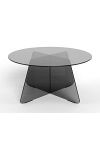 Stolik kawowy Samos 80 cm okrągły szklany dymiony czarny nowoczesny ( Rozmiar: uniwersalny )
