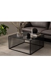 Stolik kawowy Strington 80x80 czarny szklany loftowy do salonu ( Rozmiar: uniwersalny )
