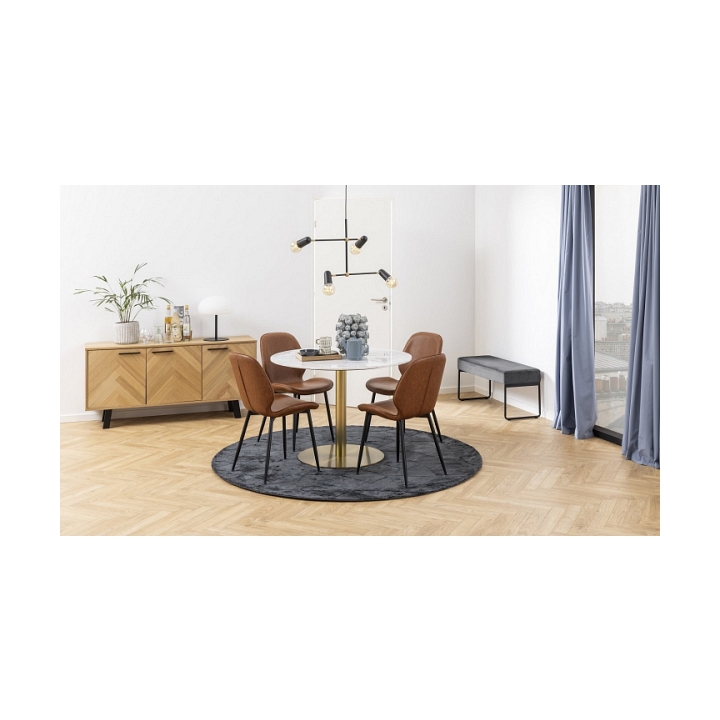 Stół okrągły Corby marmur/złoty 105cm - ACTONA