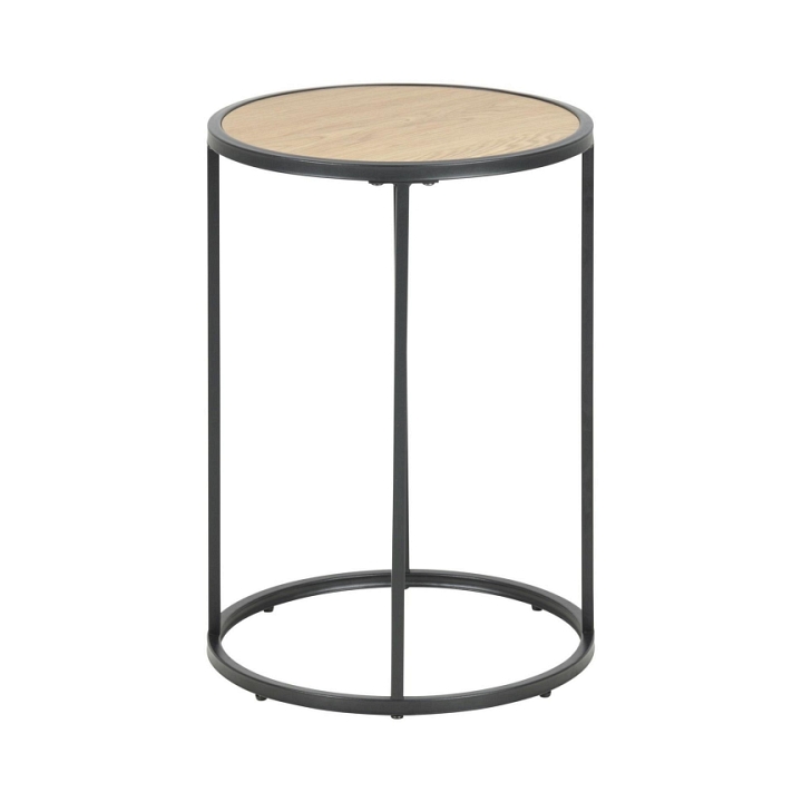 Stolik kawowy Seaford Actona MDF metal dąb naturalny/czarny okrągły 40x40 cm