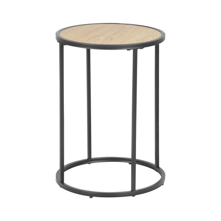 Stolik kawowy Seaford Actona MDF metal dąb naturalny/czarny okrągły 40x40 cm