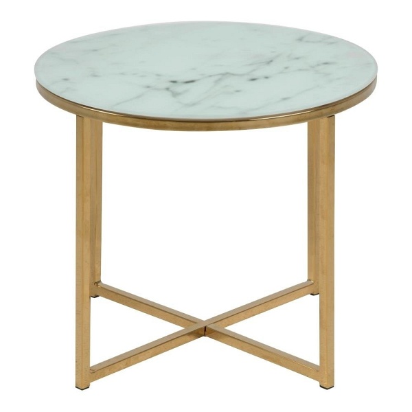 Stolik Alisma okrągły 50 Biały /złoty ( Rozmiar: uniwersalny )