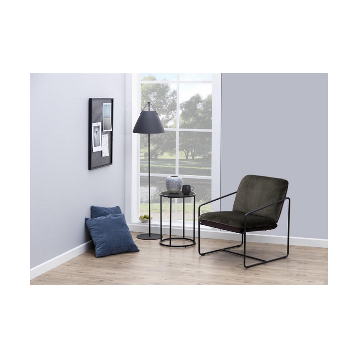 Stolik kawowy Actona Seaford MDF metal czarny okrągły 40 cm