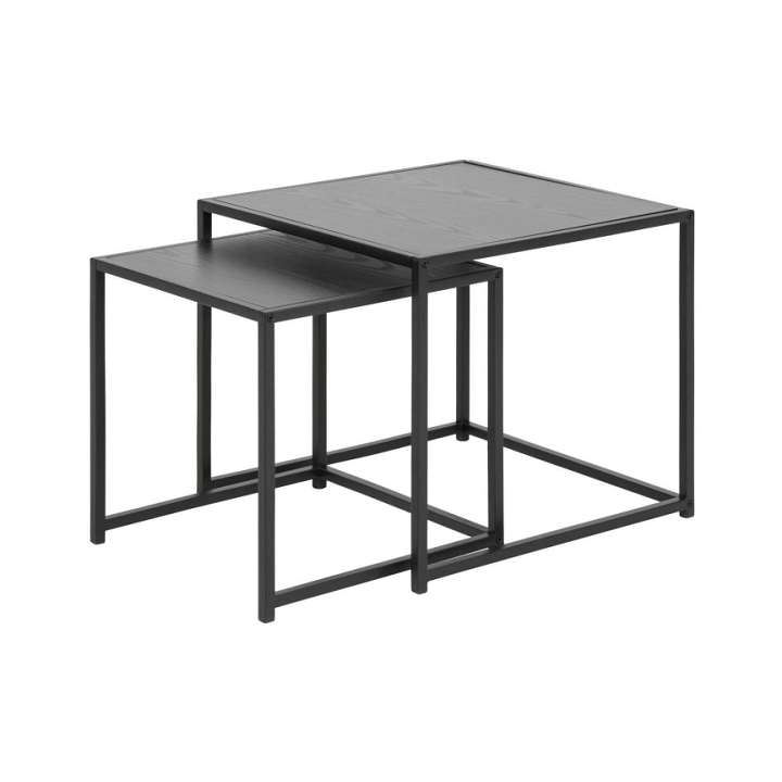 Zestaw stolików kawowych Actona Seaford drewniano-metalowy czarny 2 szt.