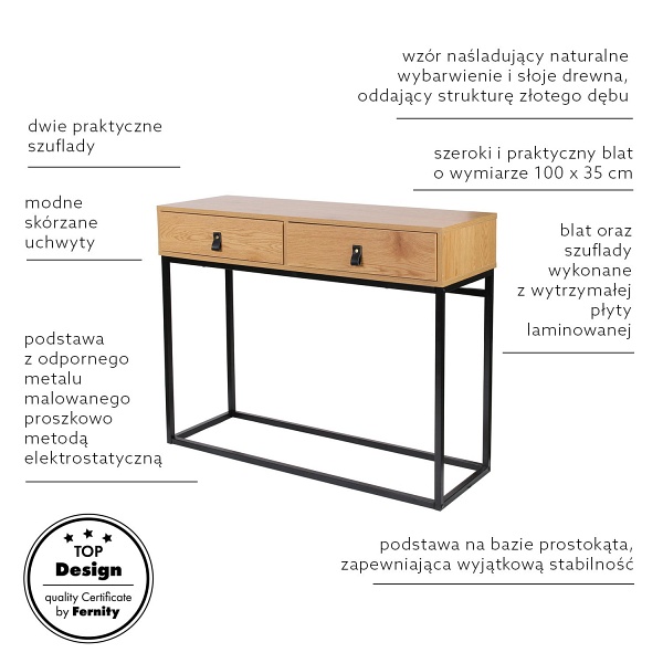 Konsola Abbott dąb/czarna ( Rozmiar: uniwersalny )