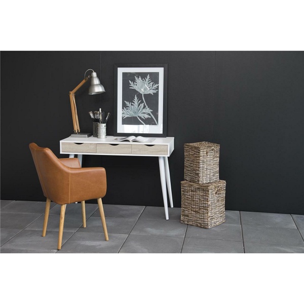 Biurko skandynawskie białe z szufladami Scandi 110 cm do pracy i pokoju młodzieżowego Intesi ( Rozmiar: uniwersalny )