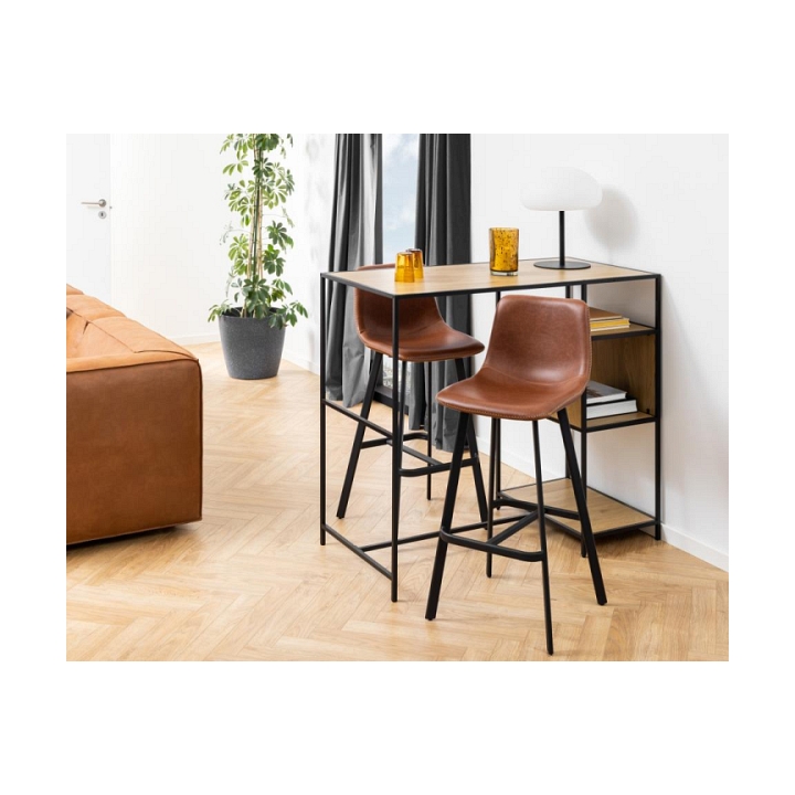 Stołek barowy Oregon PU brandy Low - ACTONA