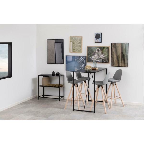 Hoker Oslo szary z oparciem skandynawski drewniany do kuchni i wyspy 77 cm Actona ( Rozmiar: uniwersalny )