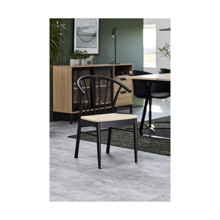 Krzesło z podłokietnikami Cassandra czar ne/naturalne - ACTONA