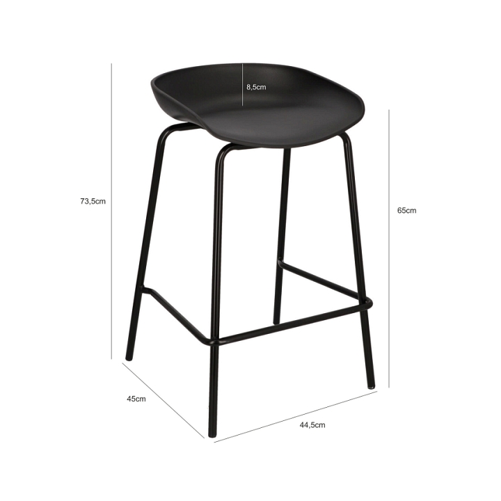 Stołek barowy Grego czarny 65 cm - Intesi
