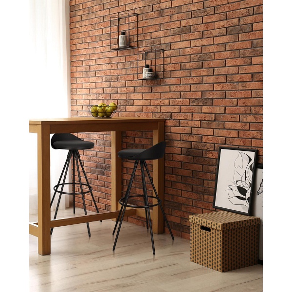 Hoker Nagzari czarny loftowy z ekoskóry i metalu do kuchni i wyspy kuchennej Intesi ( Rozmiar: uniwersalny )