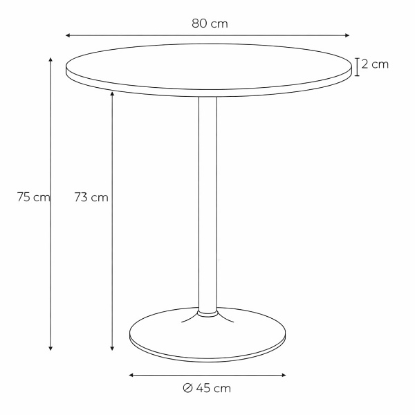 Stół Hvar 80cm czarny ( Rozmiar: uniwersalny )