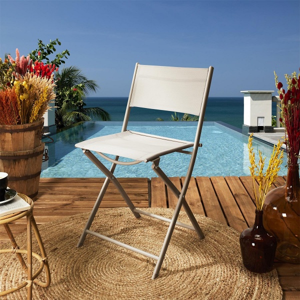 Krzesło Elba składane outdoor beżowe ( Rozmiar: uniwersalny )