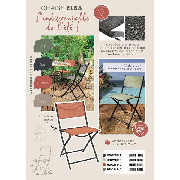 Krzesło Elba składane outdoor terrakota ( Rozmiar: uniwersalny )