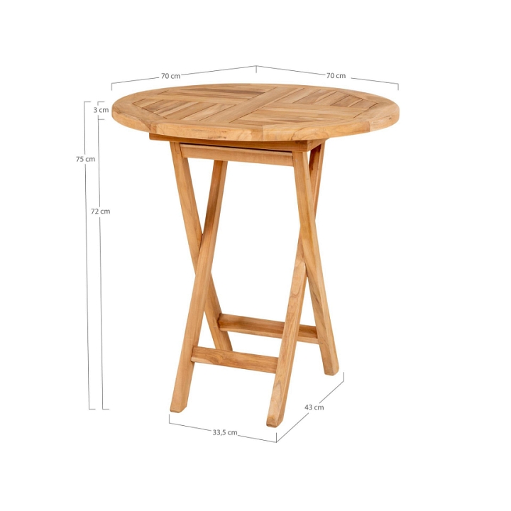 Stół składany Toledo 70 cm drewno tekowe - House Nordic
