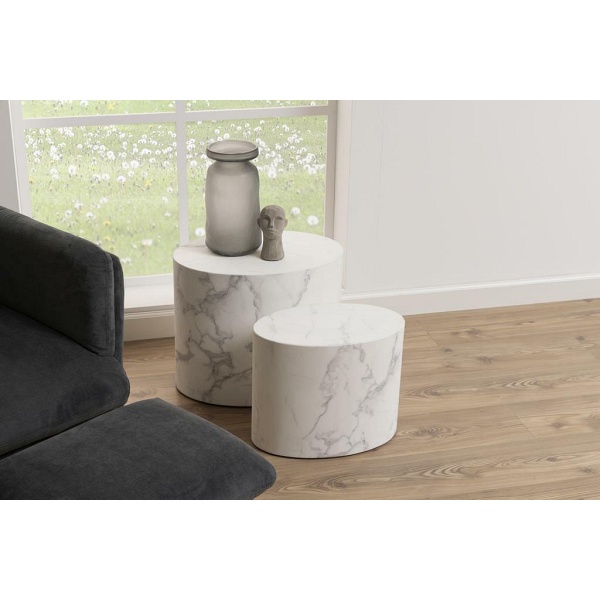 Zestaw stolików kawowych Mice biały marmur ( Rozmiar: uniwersalny )