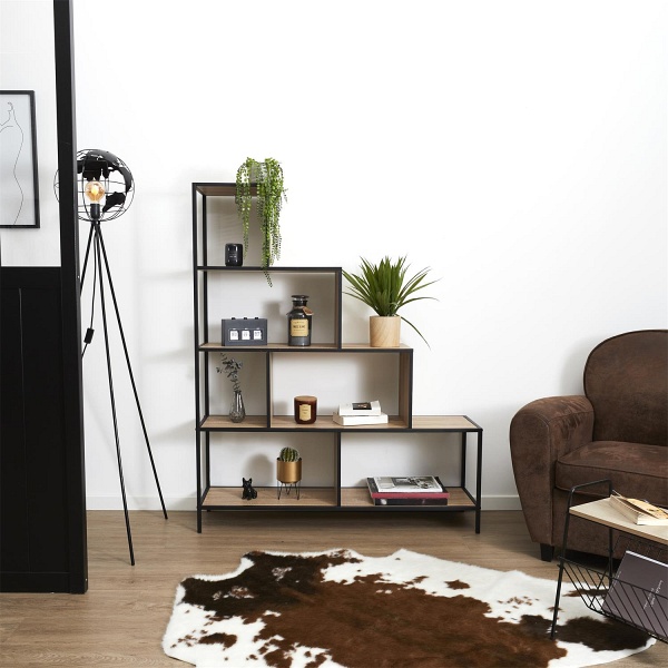 Regał schodkowy Edison naturalny/czarny ( Rozmiar: uniwersalny )