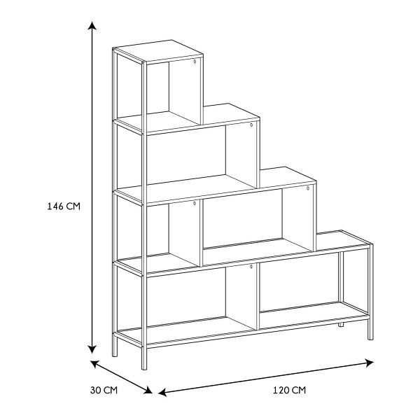 Regał schodkowy Edison naturalny/czarny ( Rozmiar: uniwersalny )