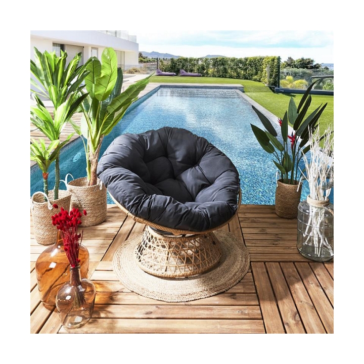 Fotel Cancun czarny/ naturalny obrotowy - Intesi