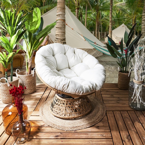 Fotel Cancun biały/ naturalny obrotowy ( Rozmiar: uniwersalny )