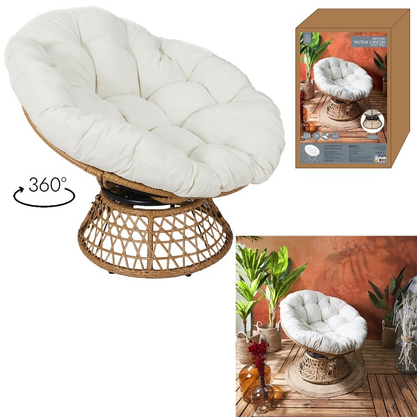 Fotel Cancun biały/ naturalny obrotowy ( Rozmiar: uniwersalny )