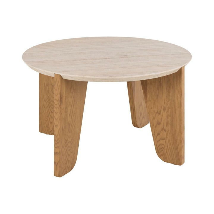 Stolik kawowy Dockland śr. 80cm trawertyn/dąb - ACTONA