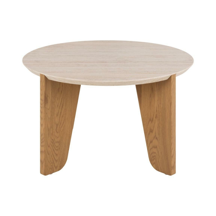 Stolik kawowy Dockland śr. 80cm trawertyn/dąb - ACTONA