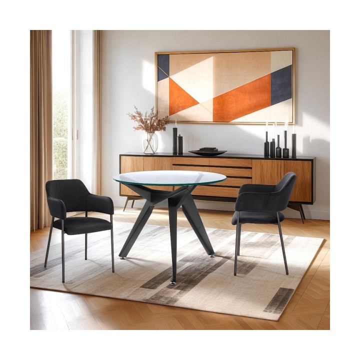 Stół Troy 90cm transparentny/ czarny - Intesi