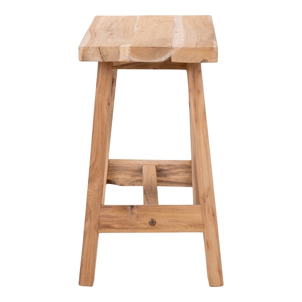 Stołek drewniany Barcelona Intesi z drewna tekowego naturalny 45 cm do salonu i kuchni skandynawski ( Rozmiar: uniwersalny )